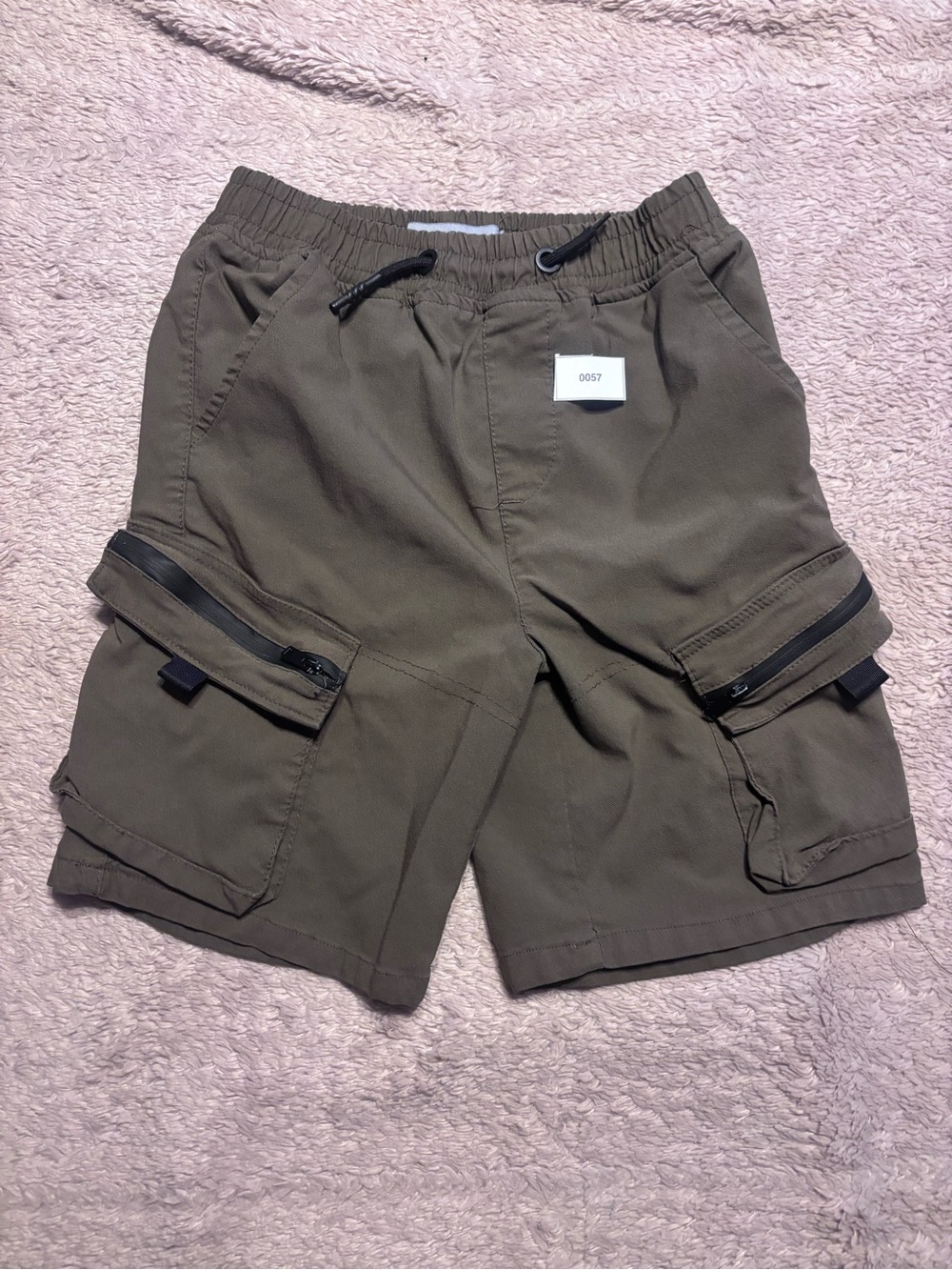 Boys Cargo Drawstring Shorts - Olive